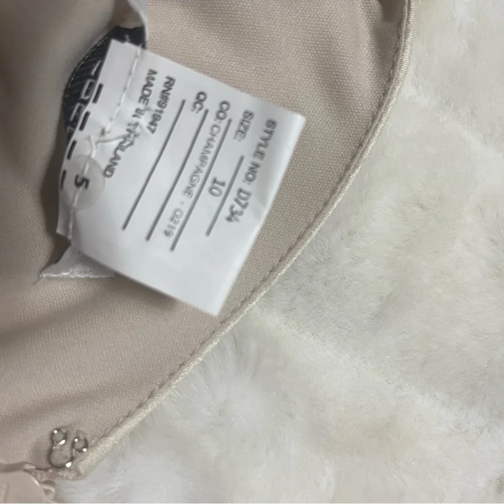 NWT ALFRED SUNG champagne Maxi Dress Jewel Neck bow accent Open-Back  SZ10 - Picture 12 of 16